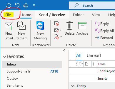 Outlook Desktop Menu